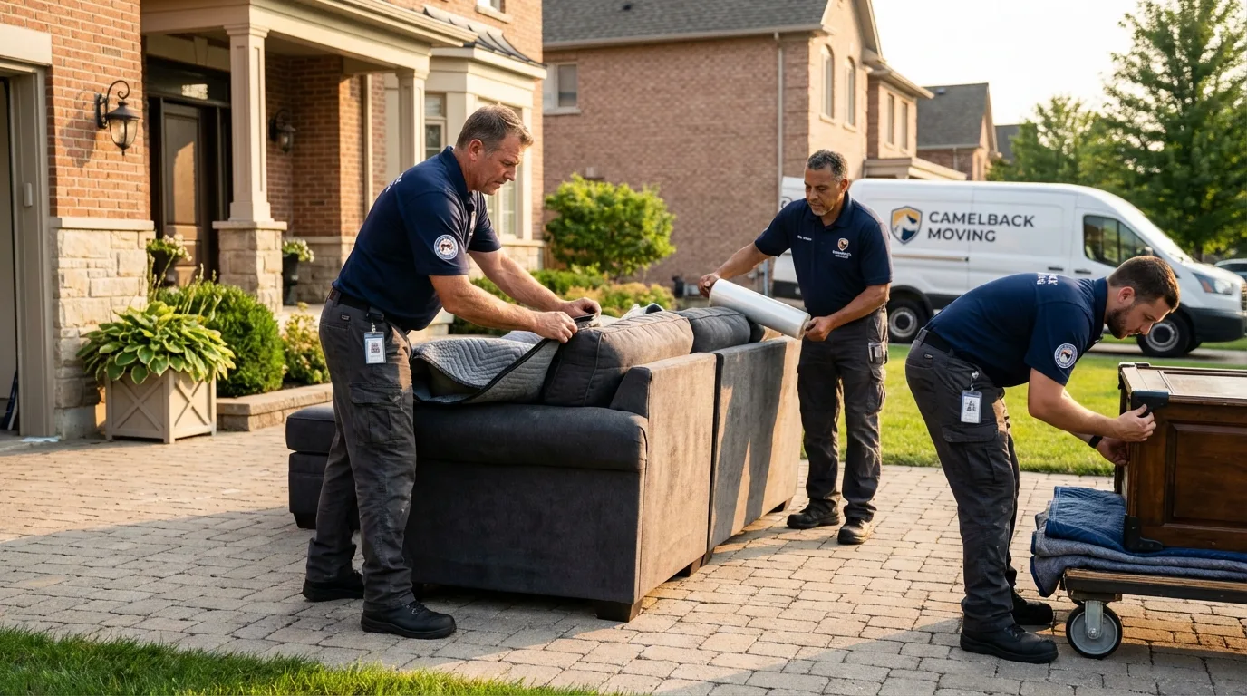 Large estate moving crew wrapping furniture in West Liberty, KY